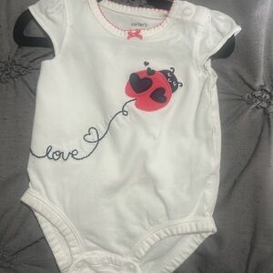 Carter's White Baby One-Piece with Pink Ladybug Heart